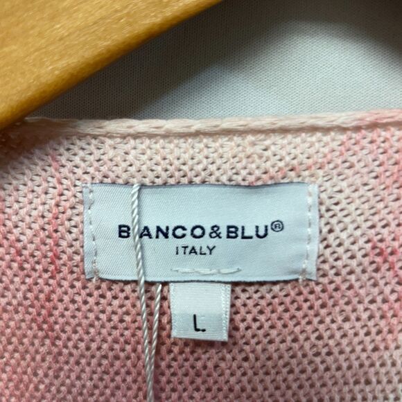 NWT Bianco & Blue Short Sleeve Knit Top Sweater Size Large Acrylic Italy C065 -8 - Picture 5 of 16